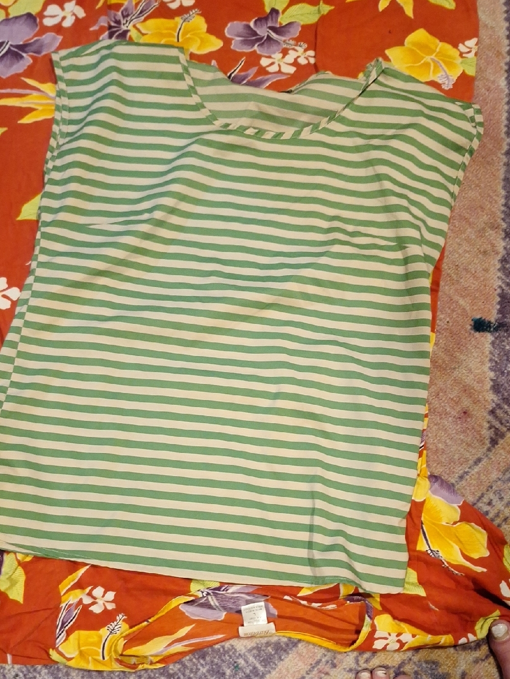 The Limited Green and Cream Striped Top
